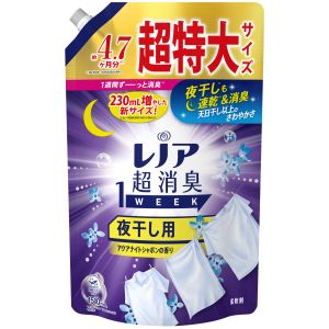 P&Gジャパン P&Gジャパン レノア 超消臭1WEEK 柔軟剤 夜干し用 アクアナイトシャボン つめかえ 超特大 1510mL