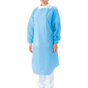 サラヤ SARAYA サラヤ プラスチックガウン 袖つき ブルー F フリーサイズ 15枚入 51096