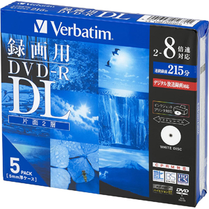 バーベイタム Verbatim バーベイタム VHR21HDSP5 録画用DVD-R DL 約215分 5枚 8倍速 CPRM Verbatim