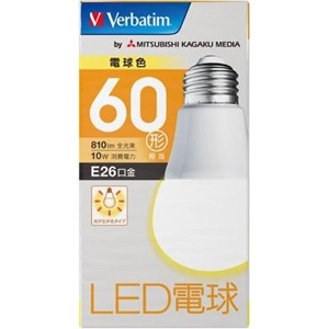 バーベイタム Verbatim バーベイタム LDA10L-G-V3 LED電球 広配光タイプ 全光束810lm 電球色 口金E26 60W相当