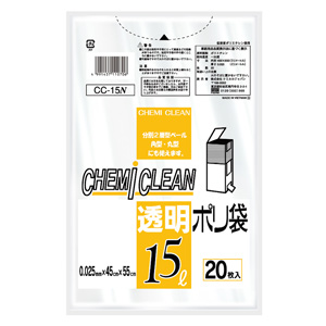 ケミカルジャパン ケミカルジャパン 透明 ポリ袋 15L 20枚入 CC-15N